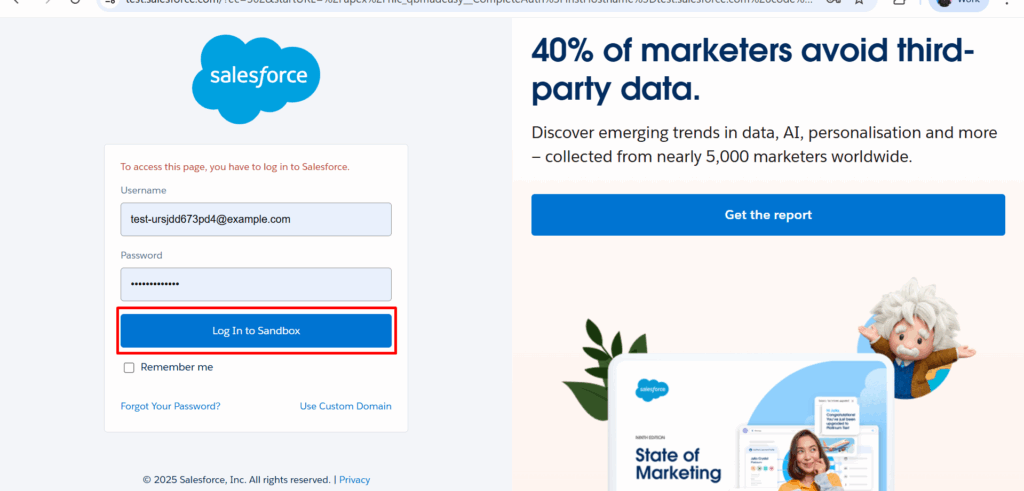 Log in to your QuickBooks Sandbox.