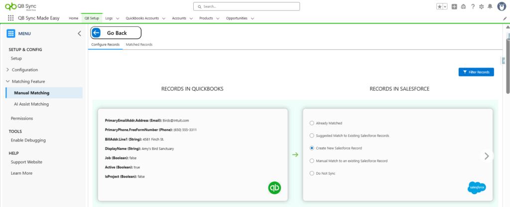 View and Match Records