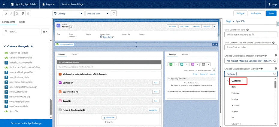 QuickBooks object you want to sync
