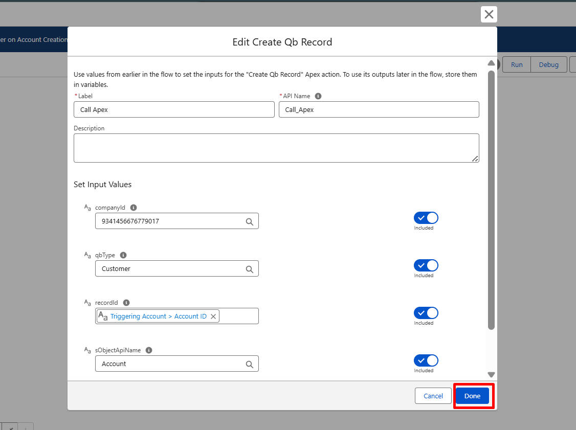 Configure the Choose QB Record Flow Action