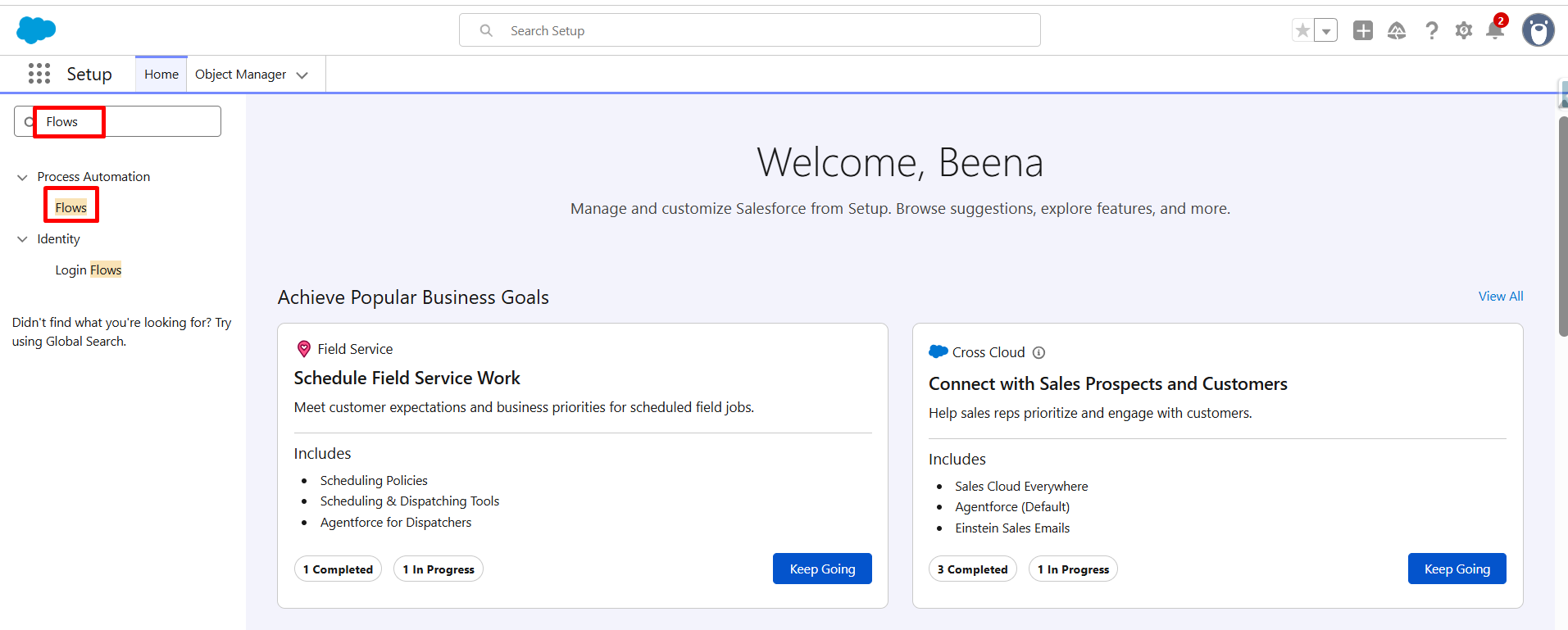  Navigate to Flow Setup